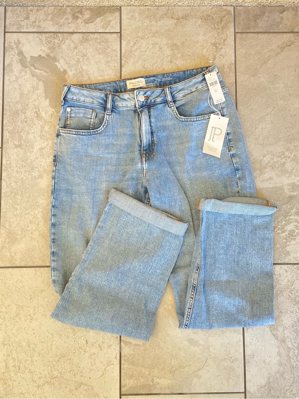 Pilcro Curvy Baggy Boyfriend Denim in Light Blue Straight Leg Jeans NEW SZ 29